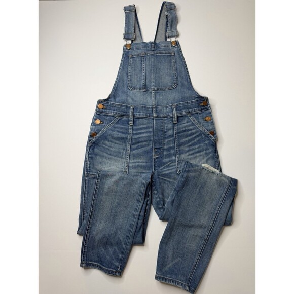 Madewell Pants - Madewell Denim Overalls Women’s Small Distressed Skinny Blue Bib Dungarees